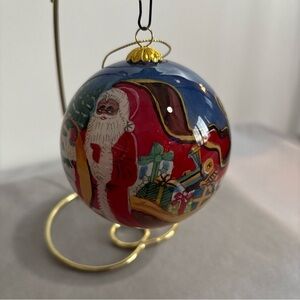 Pier 1 Li Bien Santa with List 2004 Hand-Painted Glass 3 " Ornament – NIB